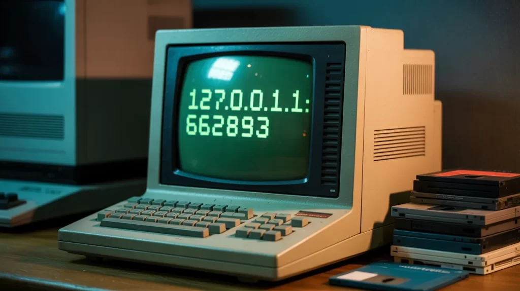A digital screen displaying the IP address 127.0.0.162893, representing a tech or cybersecurity context.